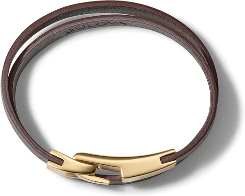 Vista 5 de Bulova Pulsera clásica para hombre con gancho de acero inoxidable dorado cepillado