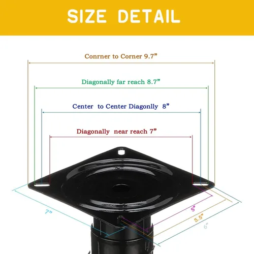 Vista 2 de Base de asiento para asiento de barco, pedestal recubierto de polvo negro