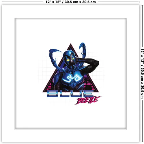 Vista 6 de Trends International Gallery Pops DC Comics Blue Beetle - Póster de pared retro Super Future, 12 x 12 pulgadas, versión de marco blanco