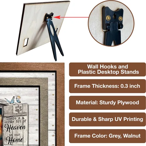 Vista 5 de Marco de madera personalizado con foto de perro con nombre para fotos, recuerdo de mascotas, con soporte para collar, regalo de recuerdo con cita
