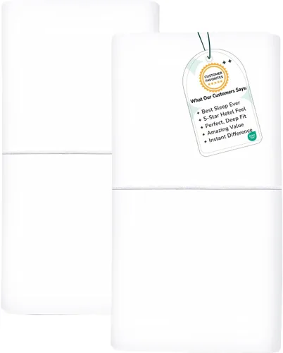 Vista 17 de Feather & Stitch - Juego de 2 fundas de almohada estándar de 100 % algodón, 500 hilos, fundas de almohada suaves con cierre tipo sobre, suaves
