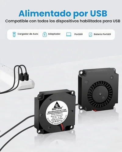 Vista 2 de GDSTIME Ventilador USB de 1.575 in con control de 3 velocidades
