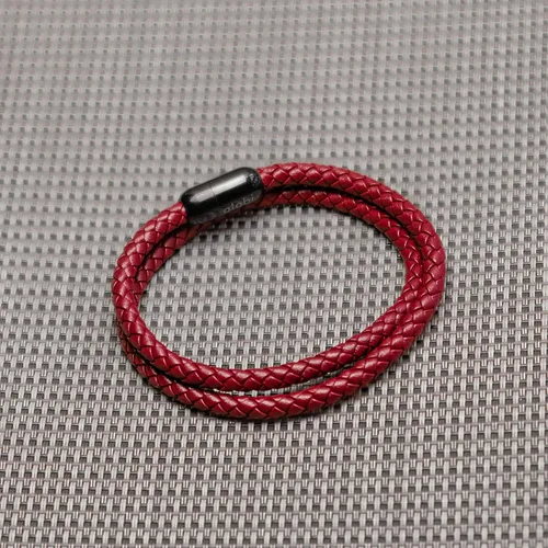 Vista 6 de Pulsera de cuero trenzada con cierre magnético de acero inoxidable para hombre, pulsera de cuero auténtico con cierre magnético