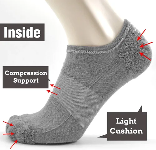 Vista 2 de Busy Socks Calcetines deportivos de lana merino para correr para hombres y mujeres, calcetines deportivos de corte bajo, finos y suaves, con agarres