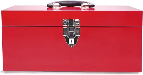 Vista 8 de Caja de herramientas de metal portátil de 16 pulgadas, caja de herramientas grande de calibre 18, caja de aparejos Meta l, caja de herramientas