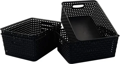 Vista 7 de Asking Paquete de 4 cestas de almacenamiento de plástico, contenedores