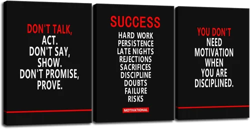 Vista 46 de Arte de Pared Motivacional 40 Razones para Entrenar 3 Piezas Pintura Impresión en Lienzo Decoración de Oficina Póster Mentalidad Millonaria