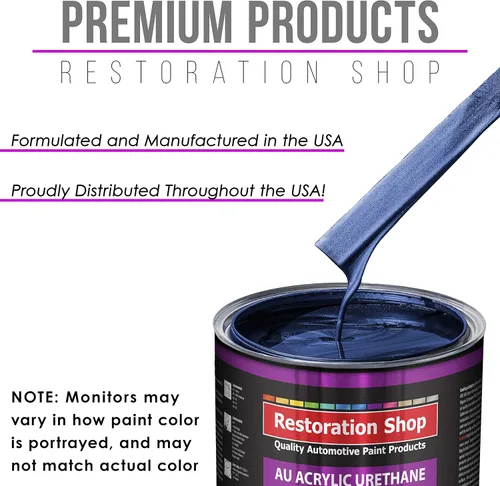 Vista 4 de Restoration Shop - Pintura de auto de uretano acrílico Daytona Blue Metálico - Kit completo de pintura de galón - Recubrimiento profesional de un