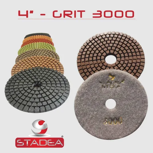 Vista 8 de Grit 50 4" Diamond Pulir Pads Premium Grado Mojado Flexible 3 MM Alto