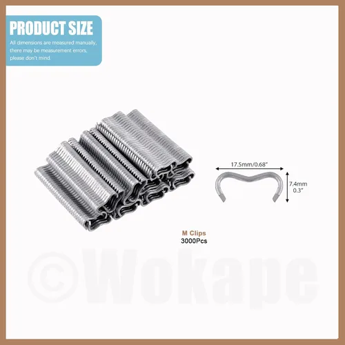 Vista 2 de 3000 Uds. tipo M clavos de acero galvanizado M Clips, abrazadera de jaula Alicates de anillo de cerdo grapas para instalación de tapicería fijación