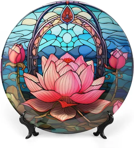 Vista 12 de Platos decorativos, pájaro azul y flores, vitrales, para el hogar, oficina, cocina, decoración de mesa, platos de porcelana de 6 pulgadas, regalos