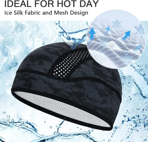 Vista 9 de Gorro con forro para casco de calavera, malla de enfriamiento para hombres y mujeres, se adapta debajo de los cascos