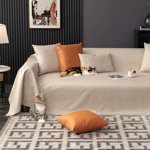 Vista 2 de Foreate Fundas de sofá impermeables para gatos, funda antideslizante para sofá, antiarañazos, para mascotas, a prueba de fugas, protector de muebles