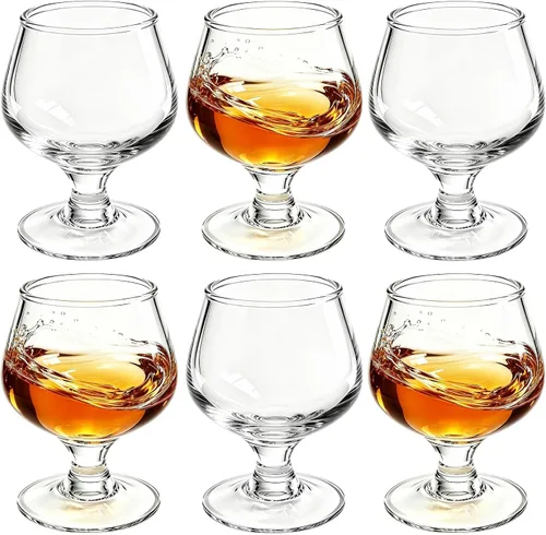 Vista 12 de Valeways Juego de 6 mini vasos de chupito de 1.75 onzas, transparentes, súper lindos, perfectos para degustar brandy - Snifters de vidrio