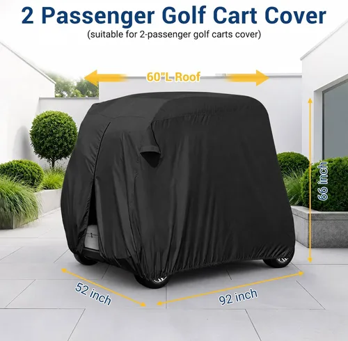 Vista 3 de Moveland Cubierta impermeable al polvo para carrito de golf Accesorios para exteriores, revestimiento extra de PVC 2 pasajeros Cubierta