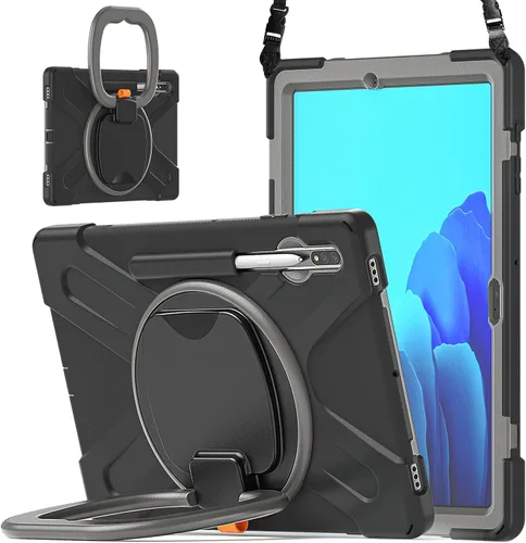 Vista 115 de 360 Rotation Case for Galaxy Tab ActivePro/Tab Active4 Pro/Active 5 Pro 10.1" Sturdy Cover Rotate Ring Stand Shoulder Carrying Strap Hand Strap