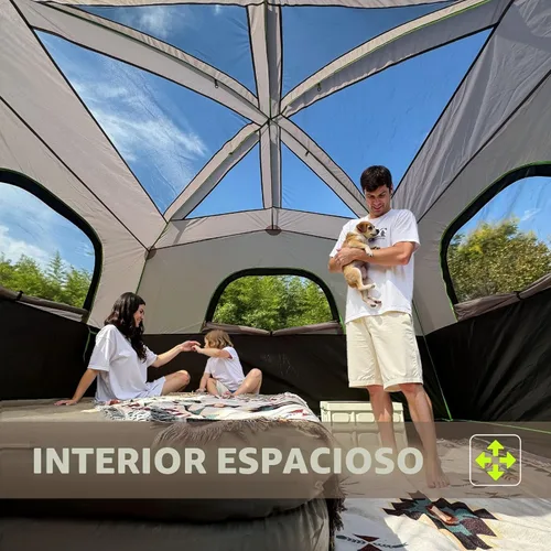 Vista 3 de Happy Travel Tent 6 Person Tents for Camping, Waterproof Easy Setup Camping Tent with Rainfly, Portable Large Family Cabin Tent with 5 Large Mesh