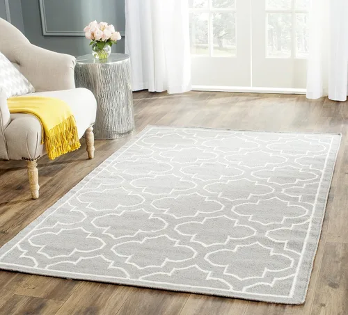 Vista 11 de SAFAVIEH Dhurries Collection DHU625A - Alfombra decorativa de lana de alta calidad hecha a mano de 2 pies 6 pulgadas x 4 pies, azul/marfil
