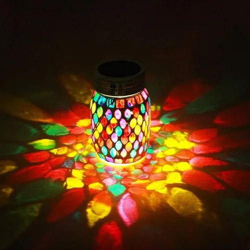 Vista 8 de Luces de Mosaico Linternas Colgantes de Exterior, Linternas Solares de Mosaico Recargables, Luces Nocturnas Solares Impermeables de Exterior
