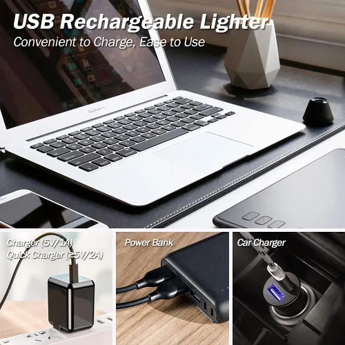 Vista 5 de Encendedor de velas, eléctrico recargable con arco USB, resistente al viento, sin llama, encendedor de plasma de palo largo con cuerda y anillo, sin