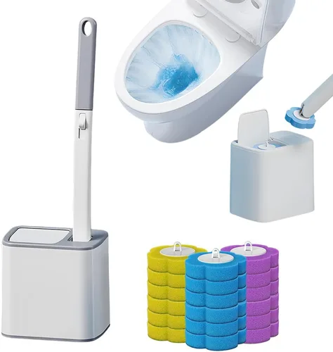 Vista 12 de 36 cabezales desechables de cepillo de inodoro, repuestos de varilla de inodoro para limpieza de inodoro y baño, almohadillas de repuesto 36 piezas