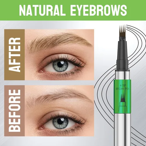 Vista 7 de Pluma líquida para cejas de 4 puntas, punta ultra fina, cejas, forro, barba, cabello (1# marrón claro)
