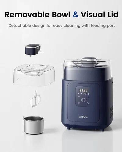 Vista 8 de Compresor 4 en 1 para hacer helados (1.0 cuartos de galón), sin precongelación, máquina automática de yogur, máquina de servir yogur congelado