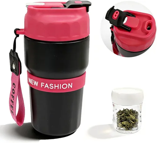 Vista 11 de Toycol Termo para té con infusor aislado con colador magnético desmontable, botella de agua aislada de acero inoxidable de 16 oz/480 ml para té