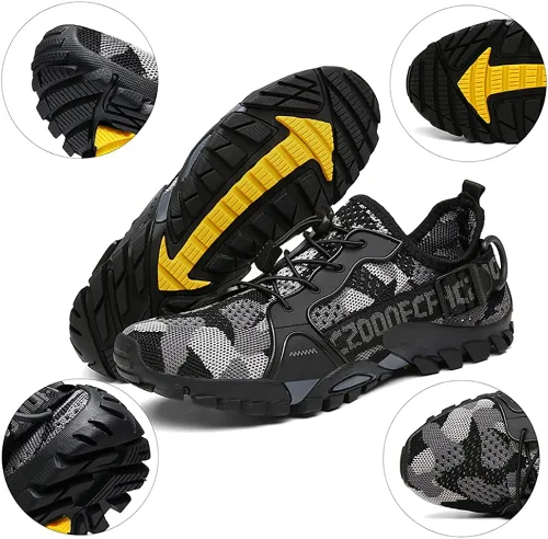 Vista 3 de TANGYUGEN Zapatos de agua para hombres y mujeres, zapatos de senderismo al aire libre, secado rápido, zapatos de playa para viajes, senderismo