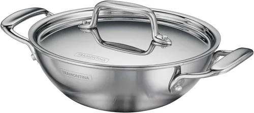 Vista 8 de Tramontina Utsava - Kadai de acero inoxidable con revestimiento de tres