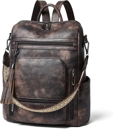 Vista 23 de Shrrie - Mochila vegana de cuero para laptop de 14 pulgadas para mujer, mochila de trabajo, mochila de moda, mochila de viaje, bolso para negocios