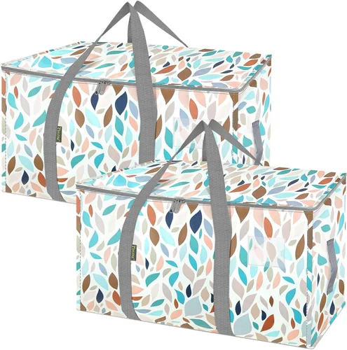 Vista 10 de BALEINE Paquete de 2 bolsas de mudanza de gran tamaño con asas reforzadas, bolsa de almacenamiento resistente para ropa, suministros de mudanza