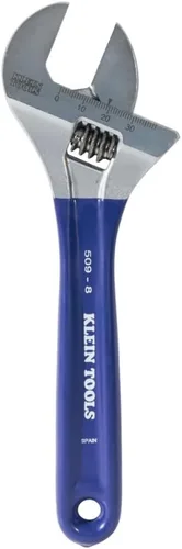 Vista 7 de Klein Tools D509-8 Llave ajustable, llave de transmisión forjada de mandíbula extra ancha con acabado cromado pulido, 8 pulgadas