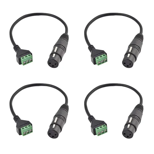 Vista 8 de 4 conectores XLR macho y hembra a cable de terminal de tornillo de 3 pines, adaptador de tornillo XLR de 3 núcleos con cable de 11.8 in