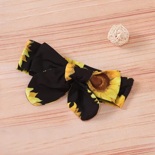 Vista 8 de Conjunto de ropa para bebé recién nacida, 3 piezas, camiseta y pantalones de girasol, conjunto de ropa