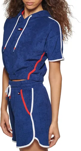 Vista 3 de Tommy Hilfiger Sudadera con capucha de manga corta para mujer