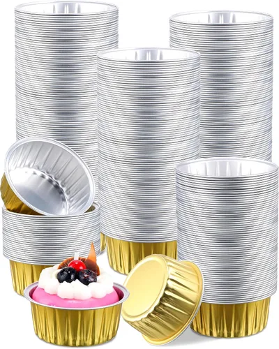 Vista 8 de Patelai - 150 vasos de papel de aluminio de 4.2 onzas para hornear, moldes desechables para magdalenas, moldes desechables para magdalenas