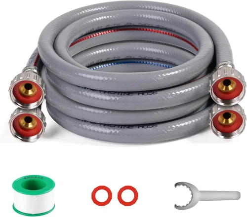 Vista 15 de Mangueras de lavadora - 4 pies - rojo azul Washer Hoses Stainless Steel Braided With Wrench Burst Proof Water Supply Lines Universal Fit to Hot