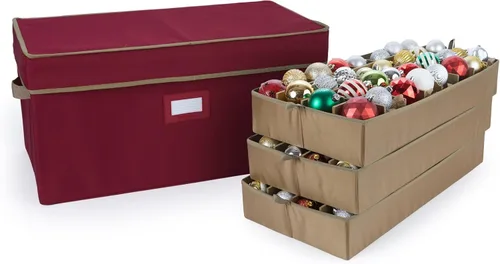 Vista 15 de Covermates Keepsakes – Caja de almacenamiento ajustable de 72 piezas – Capacidad para adornos de 4 pulgadas – Resistente – Asas – apilables
