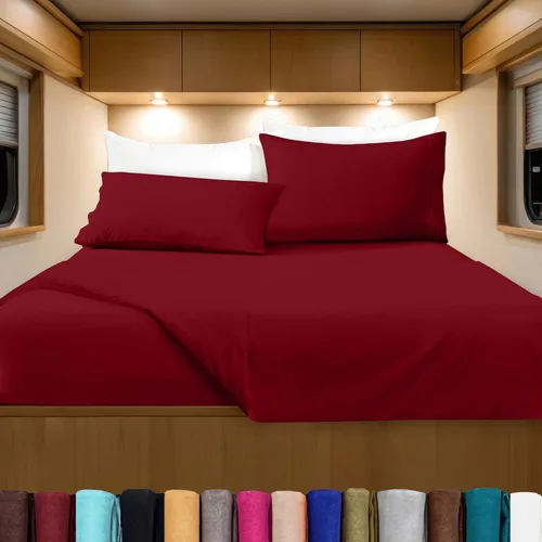 Vista 102 de Elegant Comfort Lujoso juego de sábanas de microfibra de alta calidad 1500 hoteleras bordadas de tres líneas más suaves de 4 piezas, resistente a