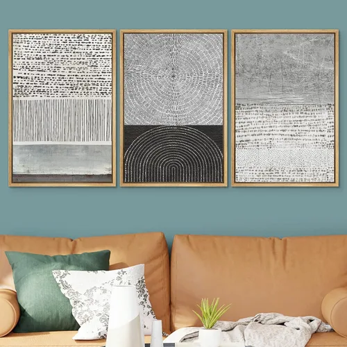 Vista 189 de SIGNWIN Lienzo enmarcado para pared, juego de arte neutro de bosque brumoso, ilustraciones en tono tierra, arte moderno, decorativo, bohemio