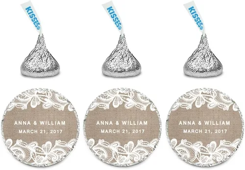 Vista 20 de Andaz Press Etiquetas personalizadas de gota de chocolate para boda, nombres y fecha redondos, turquesa aguamarina, paquete de 240, personalizadas