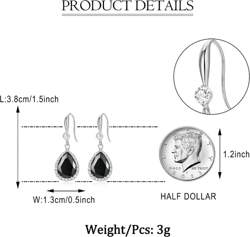 Vista 5 de EVER FAITH Aretes colgantes de boda para novia, elegantes aretes de gancho de pez de circonita cúbica con circonita cúbica para fiesta