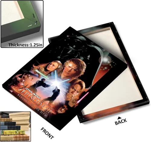 Vista 8 de Lienzo decorativo de Star Wars para pared, póster de la película La venganza de los Sith, impresión de pintura al óleo, póster de escena de galaxia