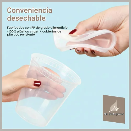 Vista 11 de Recipientes de plástico con tapas de 24 onzas (paquete de 20) – A prueba de fugas, recipientes de almacenamiento de alimentos sin BPA para sopa