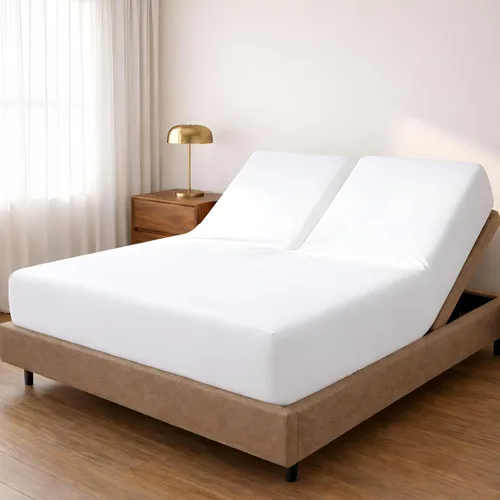 Vista 8 de Sábana bajera ajustable con parte superior dividida para camas ajustables, 100% algodón Giza, cabeza flexible de 34 pulgadas, tamaño King, 1 pieza