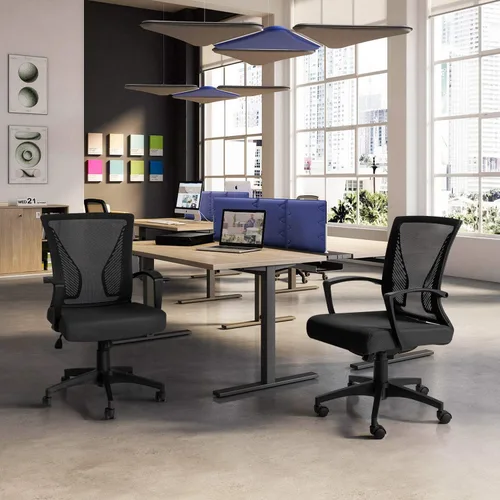 Vista 7 de Tuoze Silla ergonómica de malla con respaldo medio para oficina, silla giratoria de escritorio, soporte lumbar, silla de computadora
