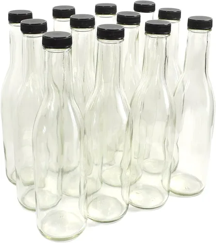 Vista 6 de nicebottles - Botellas de vidrio transparente Woozy, 12 oz (375ml) - Caja de 12 botellas encantadoras empacadas en caja resistente con 15 tapas