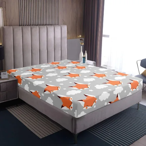 Vista 6 de Erosebridal Juego de ropa de cama de zorro para niños, sábana bajera ajustable de zorro de dibujos animados para niños y niñas, decoración