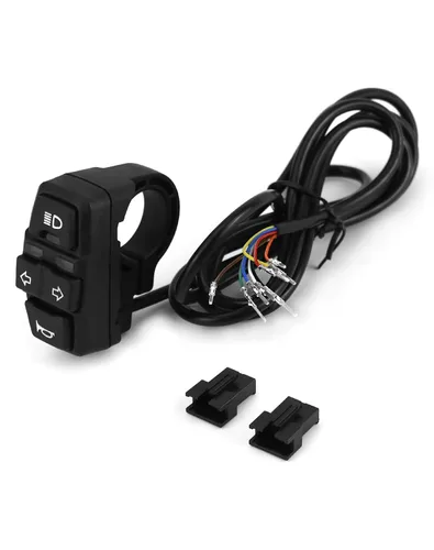 Vista 8 de QWORK® Interruptor de control de manillar de motocicleta 3 en 1 - Luz delantera, señal de giro, bocina Montaje en manillar de 22mm 7/8 pulgadas
